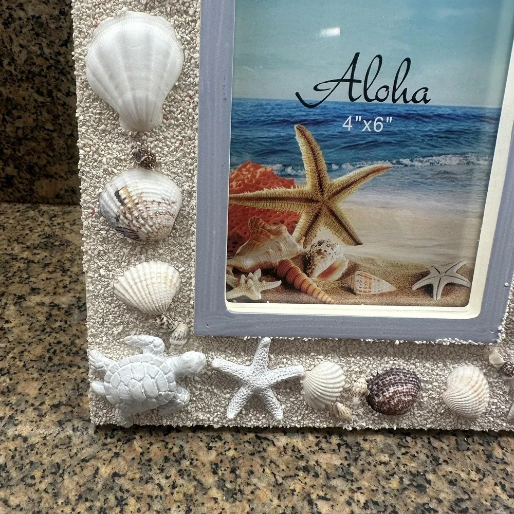 Coastal Seashore Hawaii Seashell Picture Photo Frame 4x6 Beach Tabletop Decor